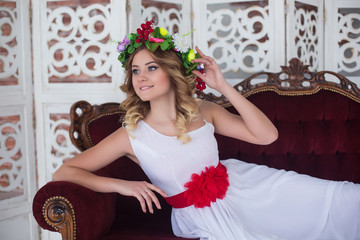 wedding, groom, flowers in her hair