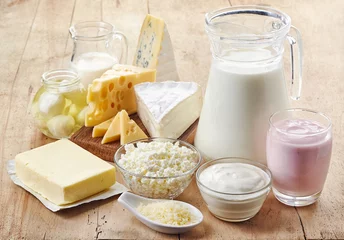 Photo sur Plexiglas Produits laitiers Divers produits laitiers frais