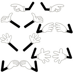 illustration of various hands on a white background