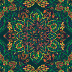 Vector nature seamless pattern with abstract flowers.