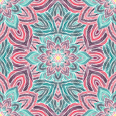 Vector nature seamless pattern with abstract flowers.