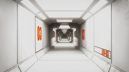 3d render. Futuristic spaceship interior corridor © Miguel Aguirre