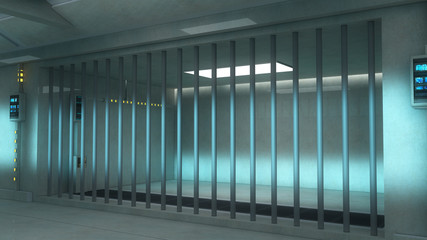 3d futuristic interior jail