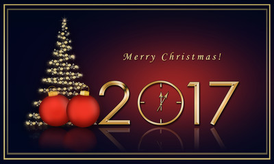 Christmas card 2017 with a Christmas tree