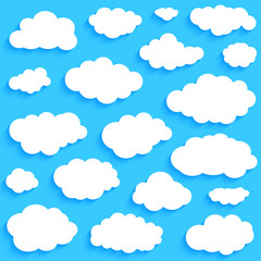 Fototapeta premium White clouds set on blue sky background