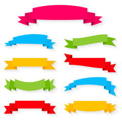 set of colorful ribbon banners