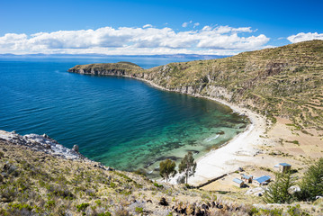 Caribbean bay on Island of the Sun, Titicaca Lake, Bolivia