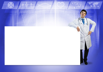 Doctor with banner