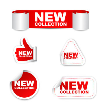 red set vector paper stickers new collection