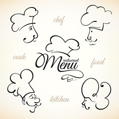 Chef hat labels set for restaurant menu design
