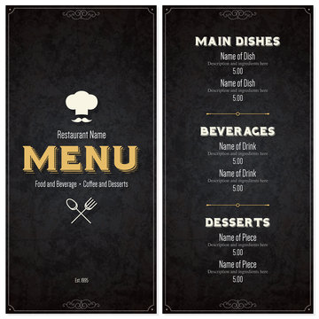 Retro restaurant menu design