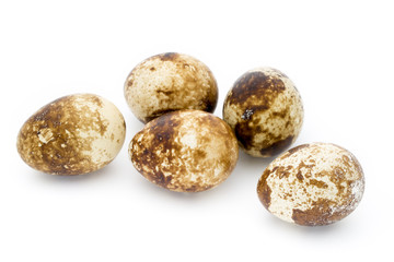 Fototapeta premium Quail eggs the isolated on a white background.
