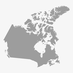 Detailed map of Canada in gray on a white background