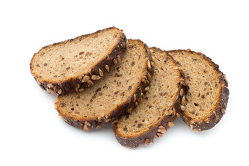 Rye bread isolated on white background.