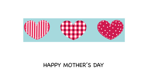 Happy Mother's day greeting card. Hanging cute valentine hearts vector background