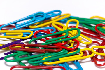 colorful group of office clips isoleted on white background