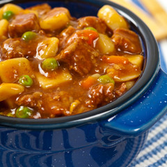 Homemade Slow Cooker Beef Stew. Selective focus.