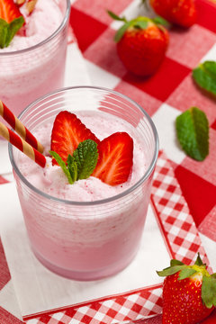 Strawberry Yogurt Smoothie. Selective focus.