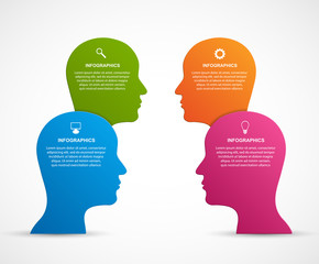 Vector infographic template business silhouette head.