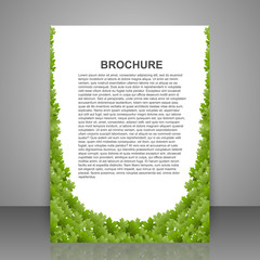 Vector abstract brochure design template. Spring green foliage.