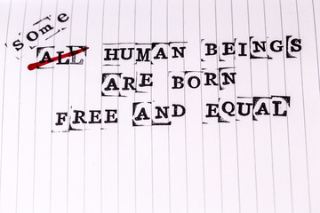 human rights text on paper
