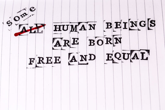 human rights text on paper