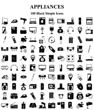 Appliances 100 icons set for web and mobile