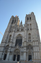 Fototapeta na wymiar Cathedral of St. Michael and St. Gudula in the city of Brussels
