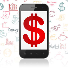 Money concept: Smartphone with Dollar on display