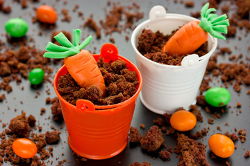 Easter food concept desert in a decorative bucket