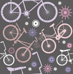 Hipster bicycle seamless pattern background