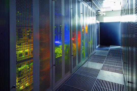 communication equipment room with lighting in the data center