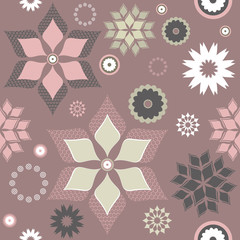 Seamless decorative floral pattern with stylish elements