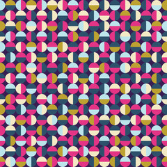 Pink, navy, sienna dark seamless round pattern, background or texture.