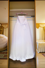 Wedding dress on a hanger