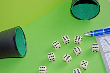 Board games.Rolling the dice concept for business risk, chance, good luck or gambling