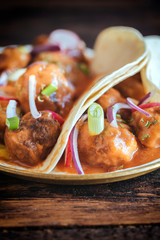 Meatballs in tortilla