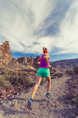 Trail running in mountains, fitness motivation and inspiration