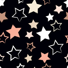 Obraz premium Cute vector seamless pattern . Brush strokes, stars. Endless texture can be used for printing onto fabric or paper