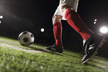 Soccer player making a corner kick