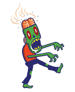 recommend clip art: Cartoon zombie isolated on white. He is lurching with his arms out stretched