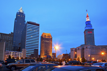 Cleveland downtown evening time