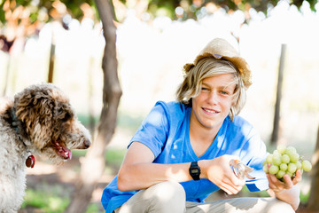 Boy in vineyard