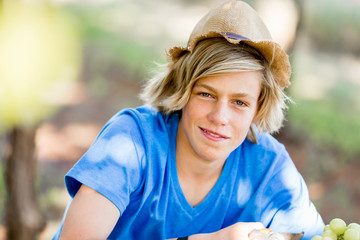 Boy in vineyard