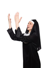 Nun isolated on the white background