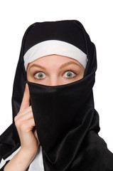 Naklejka premium Nun isolated on the white background