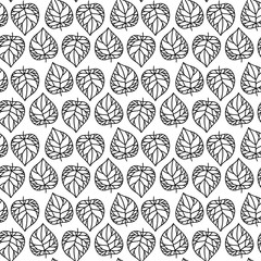 Vector seamless pattern. Linear graphic design. Floral linear background. 