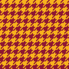 Seamless luxury vinous red and yellow classical retro pixel houndstooth pattern vector