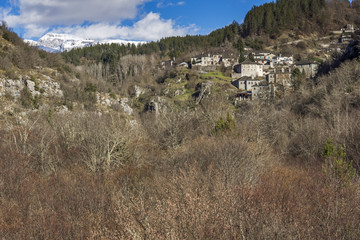 Fototapeta na wymiar Kipoi village and mountain river, Pindus Mountains, Zagori, Epirus, Greece