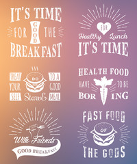 Set of Vintage Food Typographic Quotes